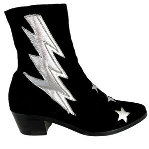 Modern Vice Bolt boot in silver and black suede